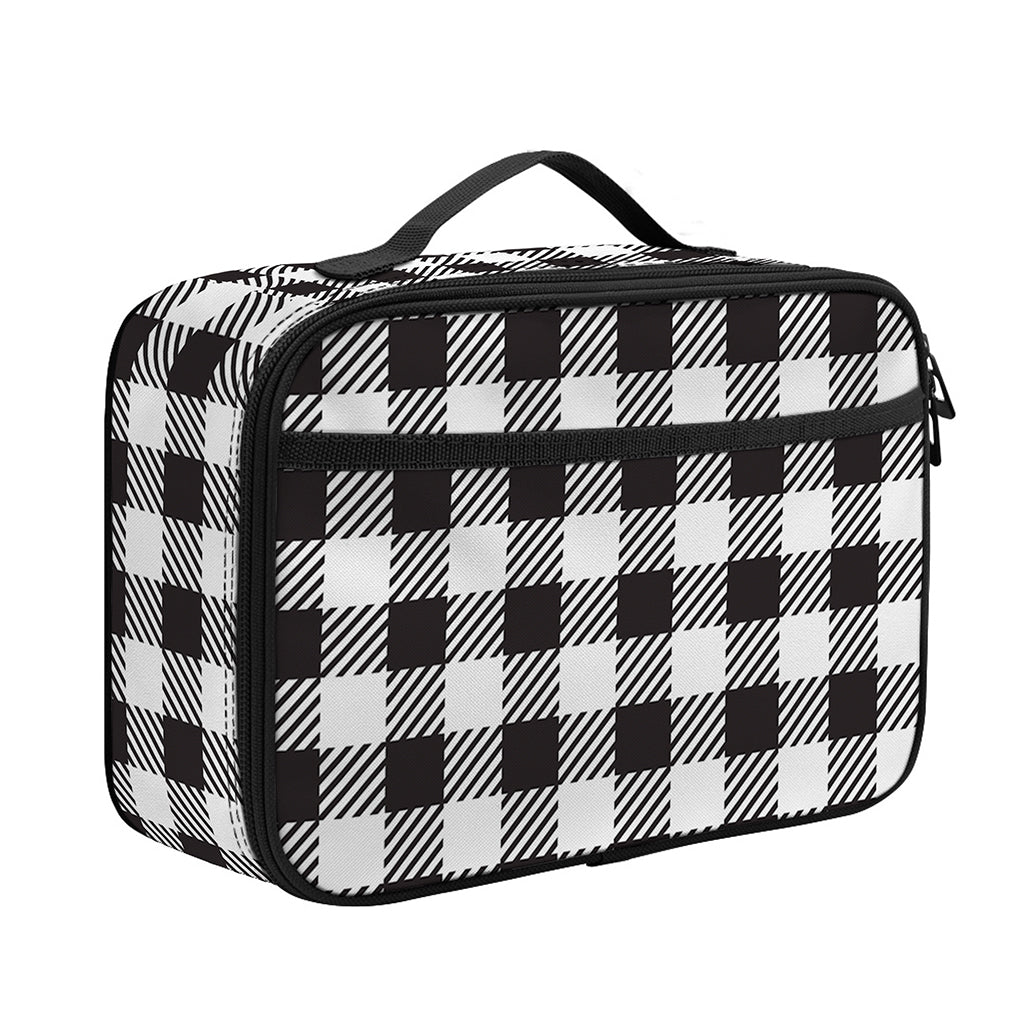 Black And White Gingham Pattern Print Portable Lunch Bag