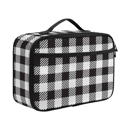 Black And White Gingham Pattern Print Portable Lunch Bag