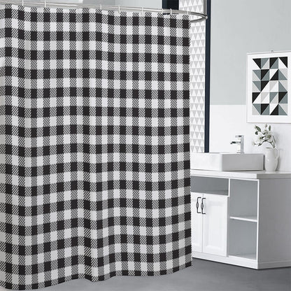 Black And White Gingham Pattern Print Premium Shower Curtain