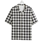 Black And White Gingham Pattern Print Rayon Hawaiian Shirt
