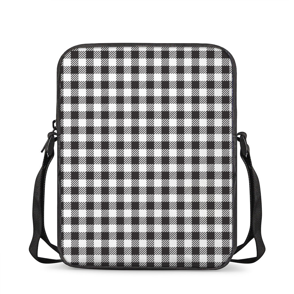 Black And White Gingham Pattern Print Rectangular Crossbody Bag
