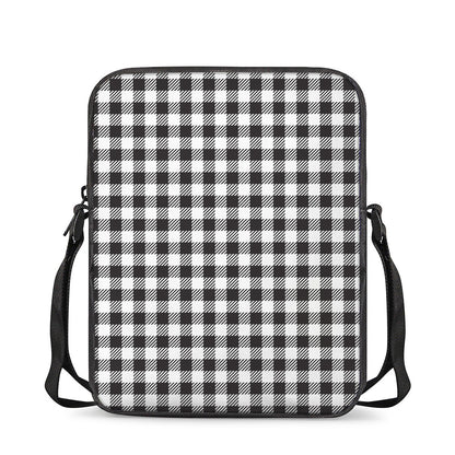 Black And White Gingham Pattern Print Rectangular Crossbody Bag