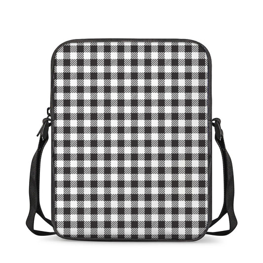 Black And White Gingham Pattern Print Rectangular Crossbody Bag