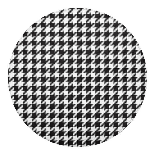 Black And White Gingham Pattern Print Round Blanket