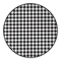 Black And White Gingham Pattern Print Round Floor Mat