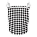 Black And White Gingham Pattern Print Round Laundry Basket