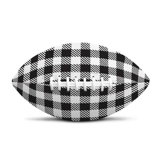 Black And White Gingham Pattern Print Rugby Ball