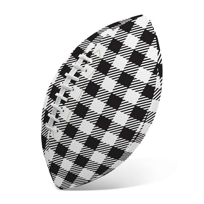 Black And White Gingham Pattern Print Rugby Ball