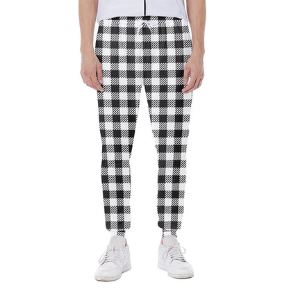 Black And White Gingham Pattern Print Scuba Joggers