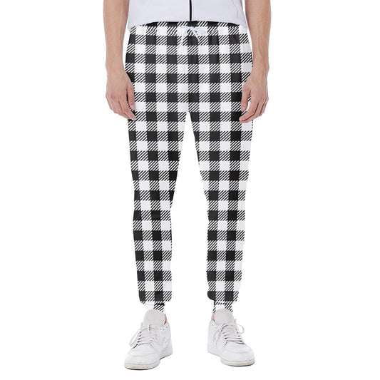 Black And White Gingham Pattern Print Scuba Joggers