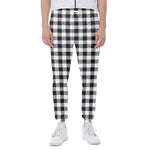 Black And White Gingham Pattern Print Scuba Joggers