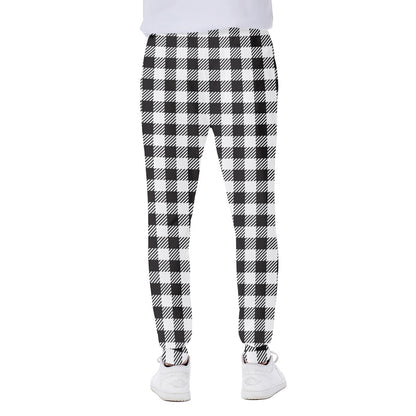 Black And White Gingham Pattern Print Scuba Joggers