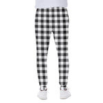 Black And White Gingham Pattern Print Scuba Joggers