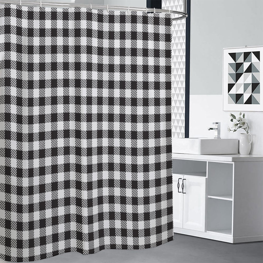 Black And White Gingham Pattern Print Shower Curtain