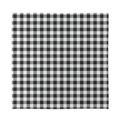 Black And White Gingham Pattern Print Silk Bandana