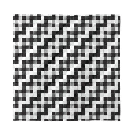 Black And White Gingham Pattern Print Silk Bandana
