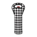Black And White Gingham Pattern Print Single Neoprene Wine Tote