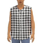 Black And White Gingham Pattern Print Sleeveless Baseball Jersey