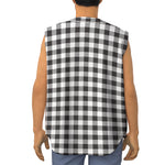 Black And White Gingham Pattern Print Sleeveless Baseball Jersey