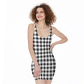 Black And White Gingham Pattern Print Sleeveless Bodycon Dress