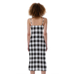 Black And White Gingham Pattern Print Slim Fit Midi Cami Dress