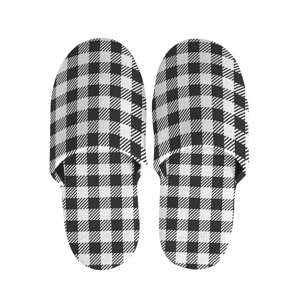 Black And White Gingham Pattern Print Slippers
