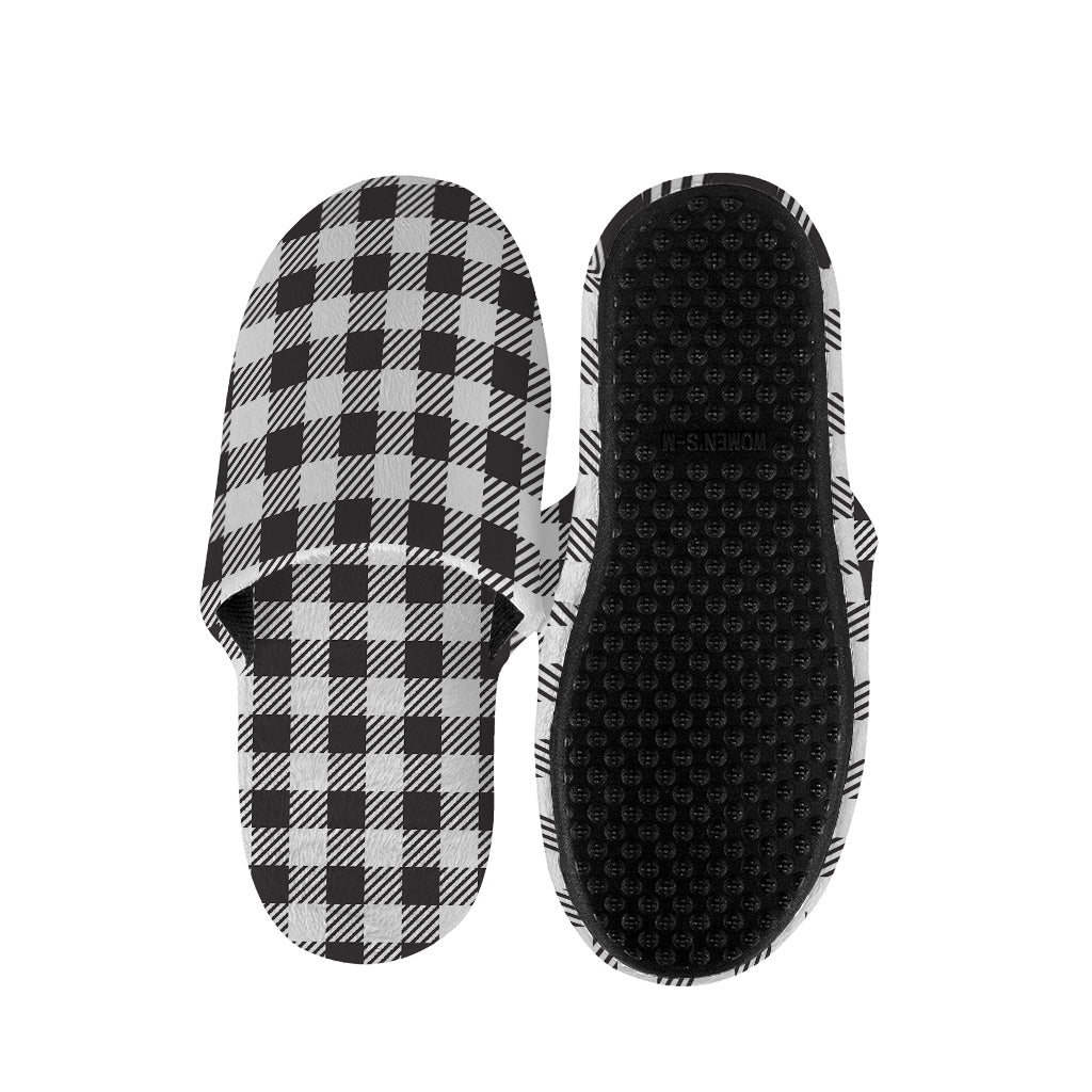 Black And White Gingham Pattern Print Slippers