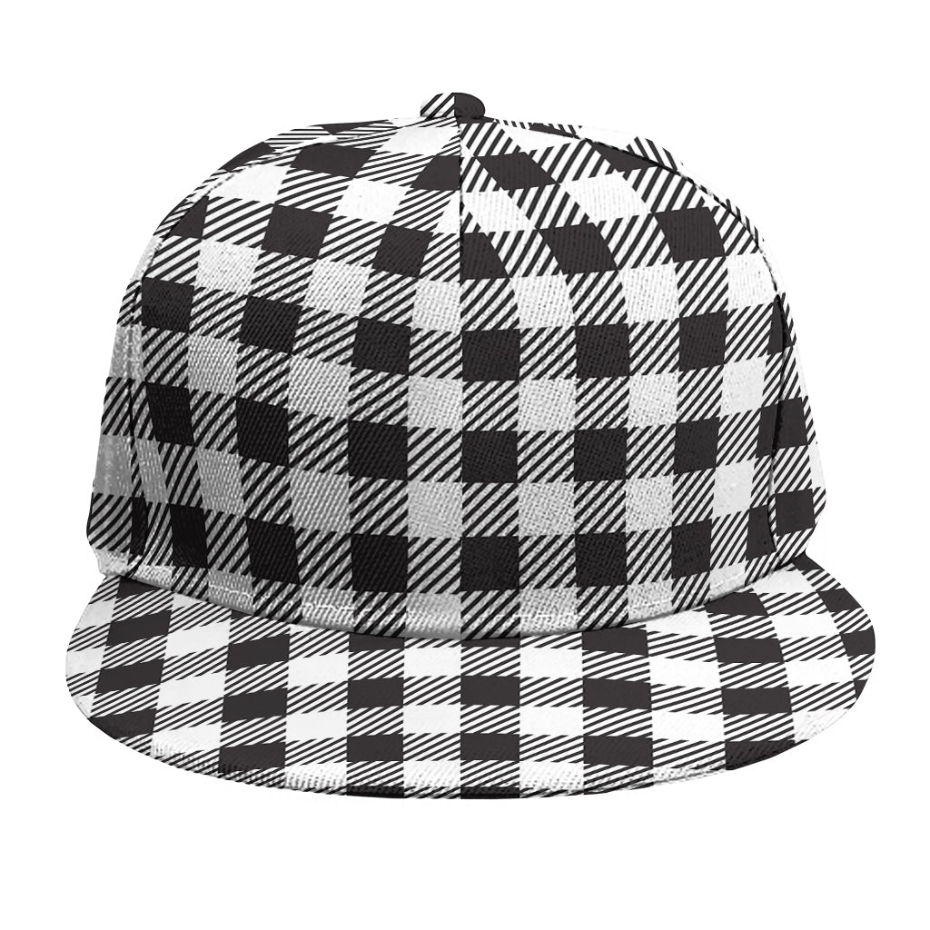 Black And White Gingham Pattern Print Snapback Cap