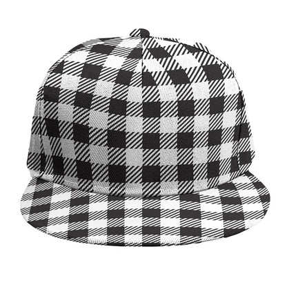 Black And White Gingham Pattern Print Snapback Cap