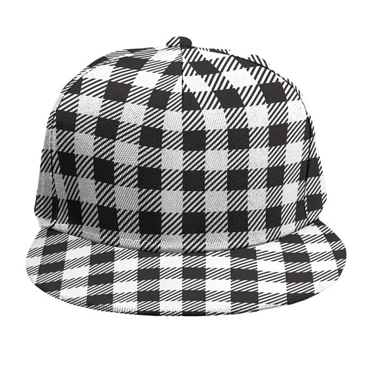 Black And White Gingham Pattern Print Snapback Cap