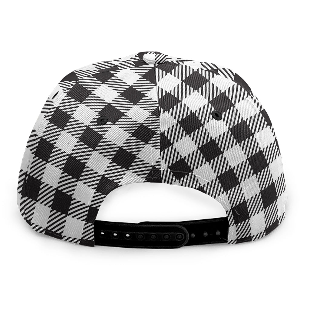 Black And White Gingham Pattern Print Snapback Cap