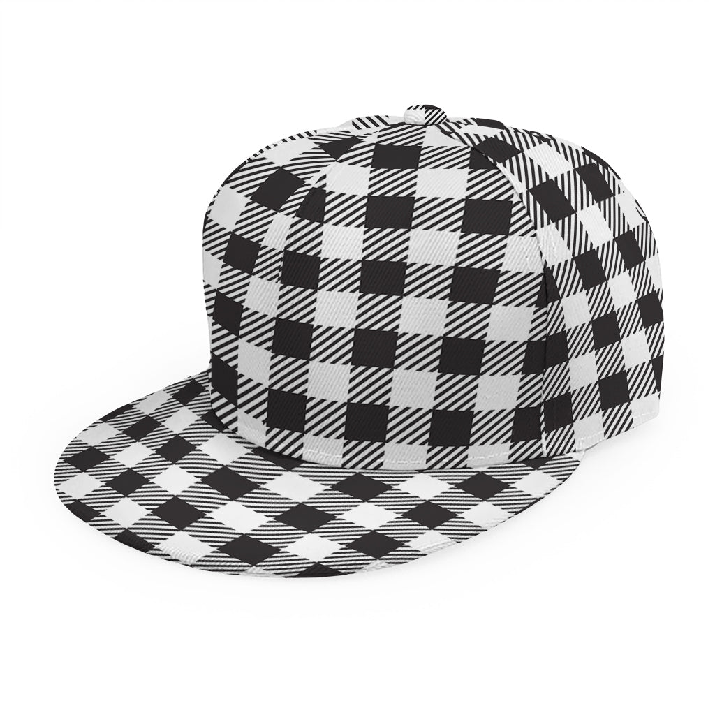 Black And White Gingham Pattern Print Snapback Cap