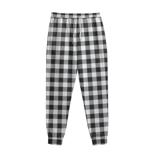 Black And White Gingham Pattern Print Sweatpants