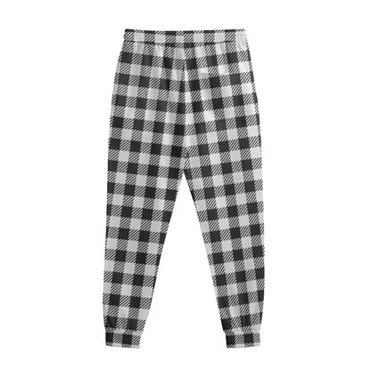 Black And White Gingham Pattern Print Sweatpants