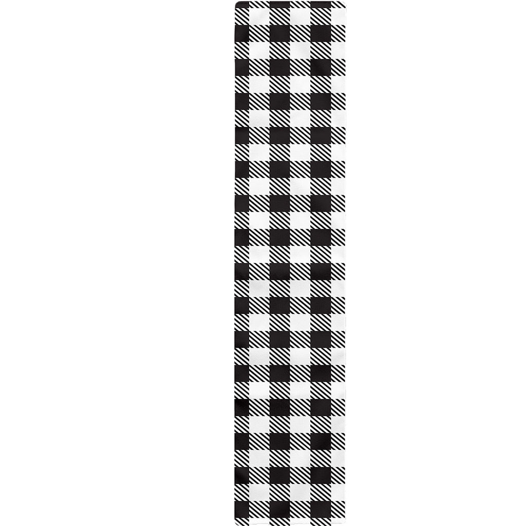 Black And White Gingham Pattern Print Table Runner