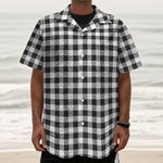 Black And White Gingham Pattern Print Textured Short Sleeve Shirt