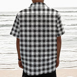 Black And White Gingham Pattern Print Textured Short Sleeve Shirt