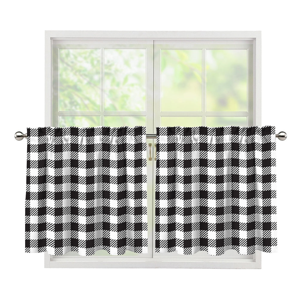 Black And White Gingham Pattern Print Tier Curtains
