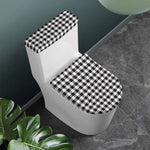 Black And White Gingham Pattern Print Toilet Lid And Tank Cover Set