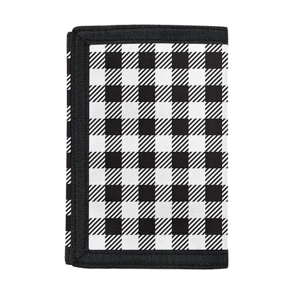 Black And White Gingham Pattern Print Trifold Wallet
