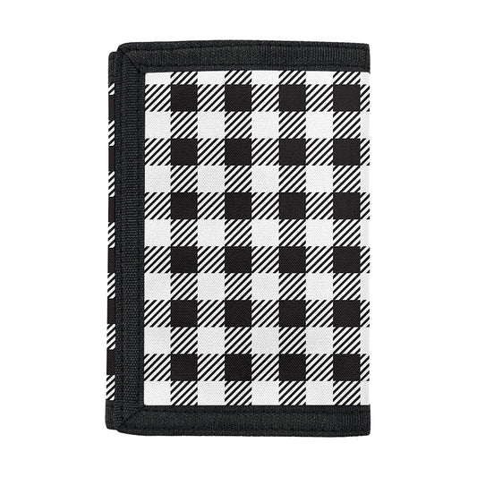 Black And White Gingham Pattern Print Trifold Wallet
