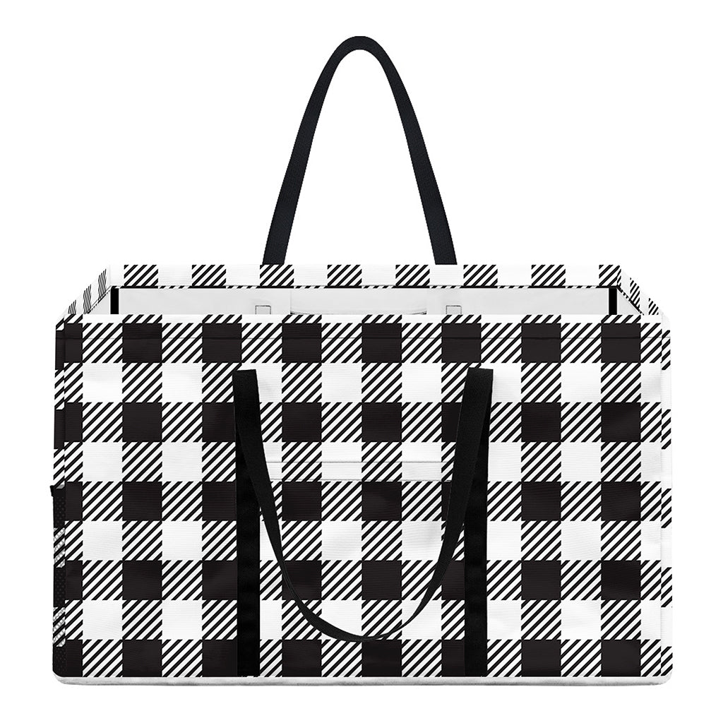 Black And White Gingham Pattern Print Utility Tote Bag
