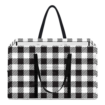 Black And White Gingham Pattern Print Utility Tote Bag
