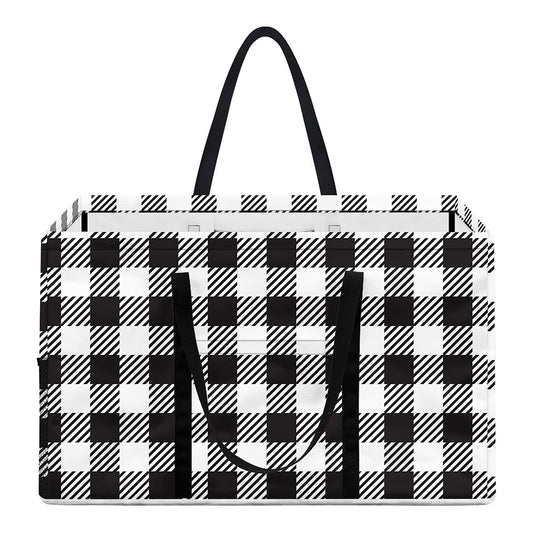 Black And White Gingham Pattern Print Utility Tote Bag
