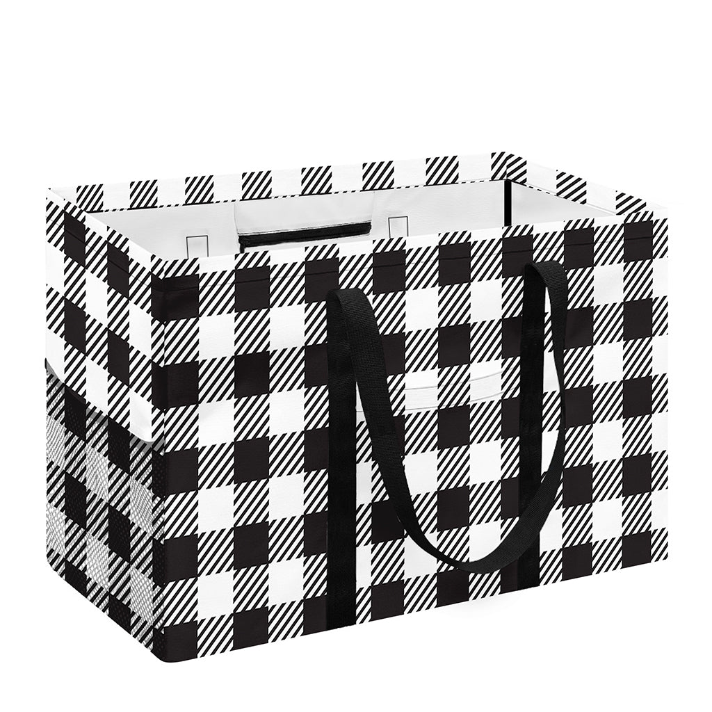 Black And White Gingham Pattern Print Utility Tote Bag