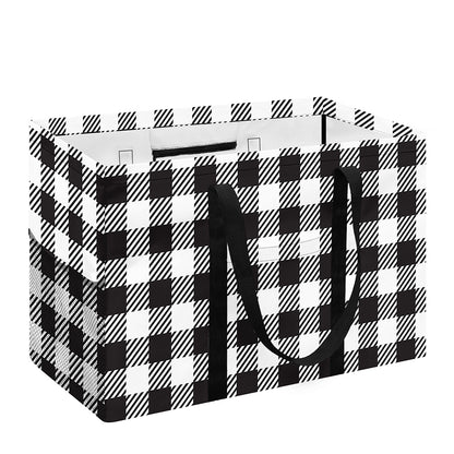 Black And White Gingham Pattern Print Utility Tote Bag