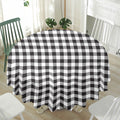 Black And White Gingham Pattern Print Waterproof Round Tablecloth
