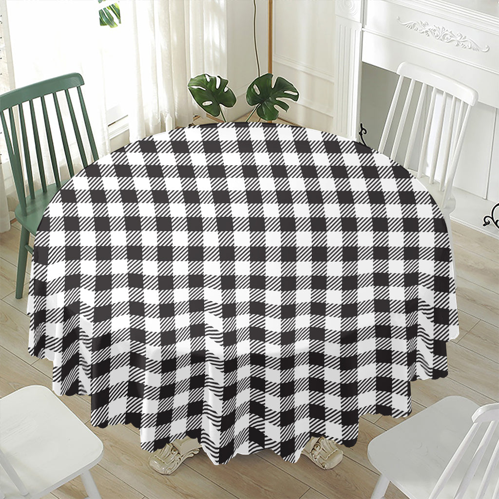 Black And White Gingham Pattern Print Waterproof Round Tablecloth