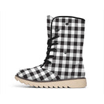 Black And White Gingham Pattern Print Winter Boots