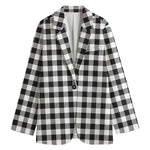 Black And White Gingham Pattern Print Women's Blazer